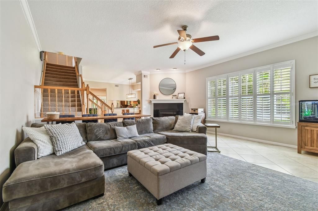 Dining room, Fireplace, Interior, Living room
