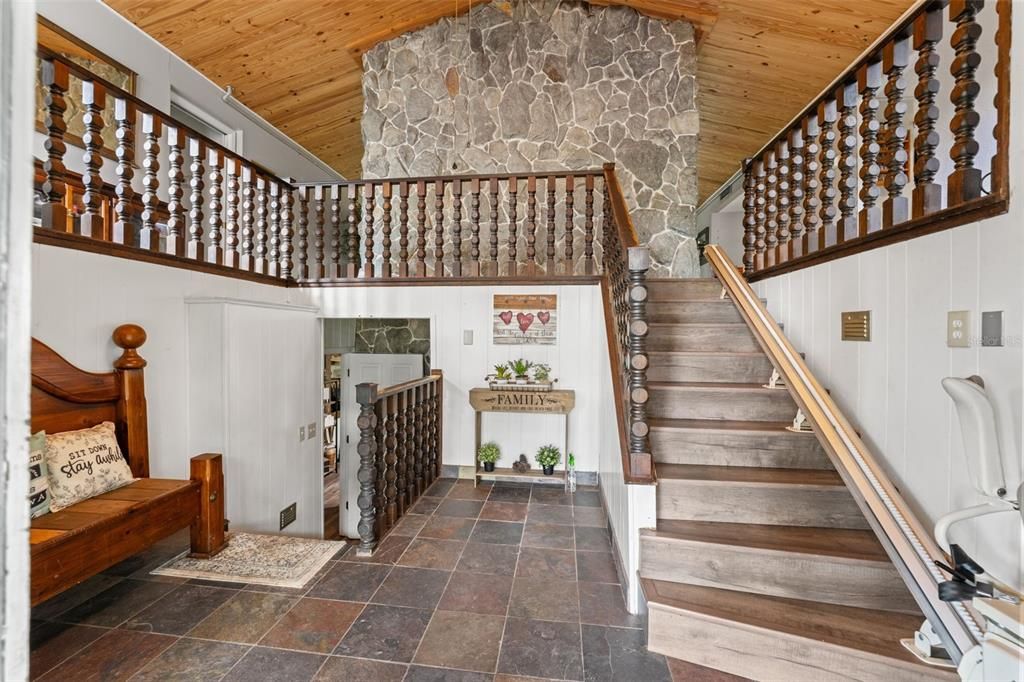 Interior, Stone Walls, Wooden Ceilings