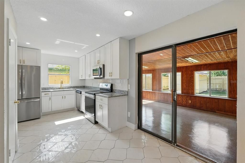 Interior, Kitchen, Marble, Recessed Lighting, Stainless Steel Appliances