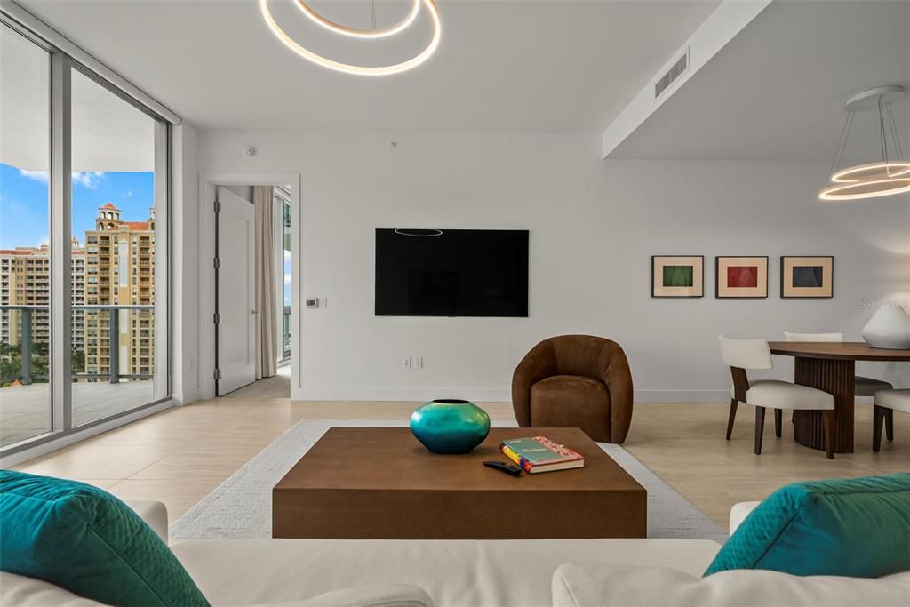 Dining room, Interior, Living room, Pendant Lights