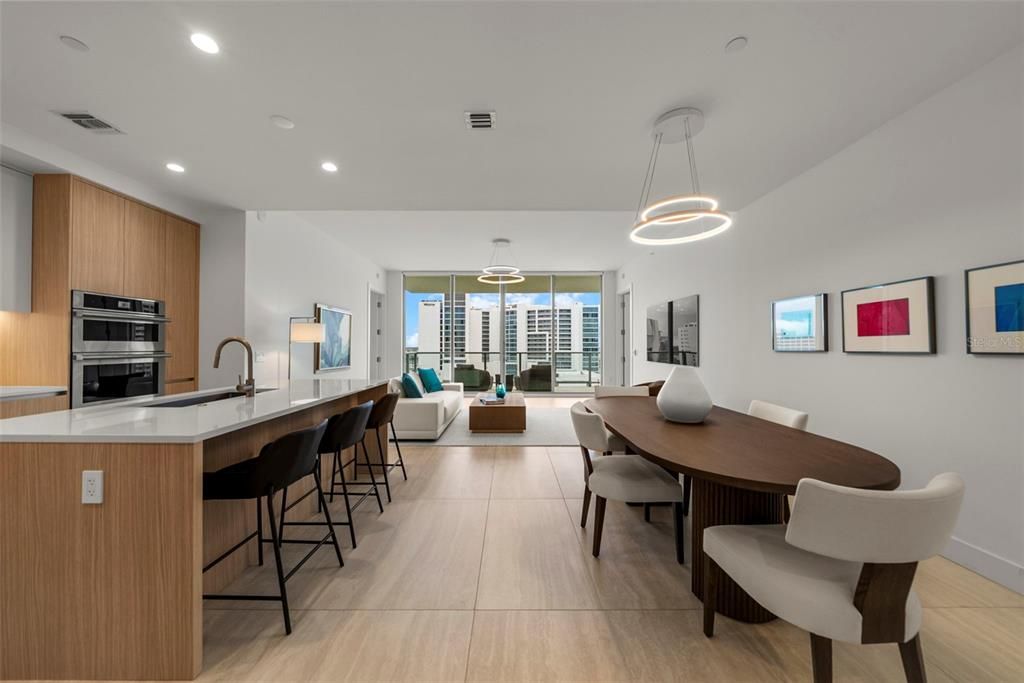 Dining room, Interior, Kitchen, Living room, Pendant Lights, Recessed Lighting, Stainless Steel Appliances