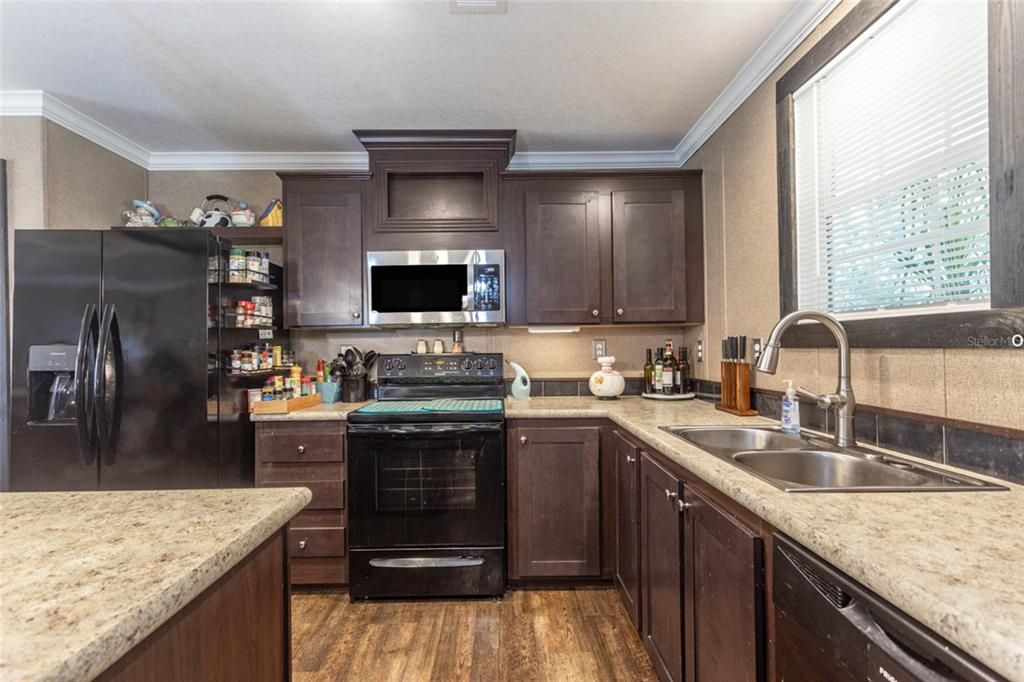 Interior, Kitchen, Stainless Steel Appliances, Wood Texture Flooring