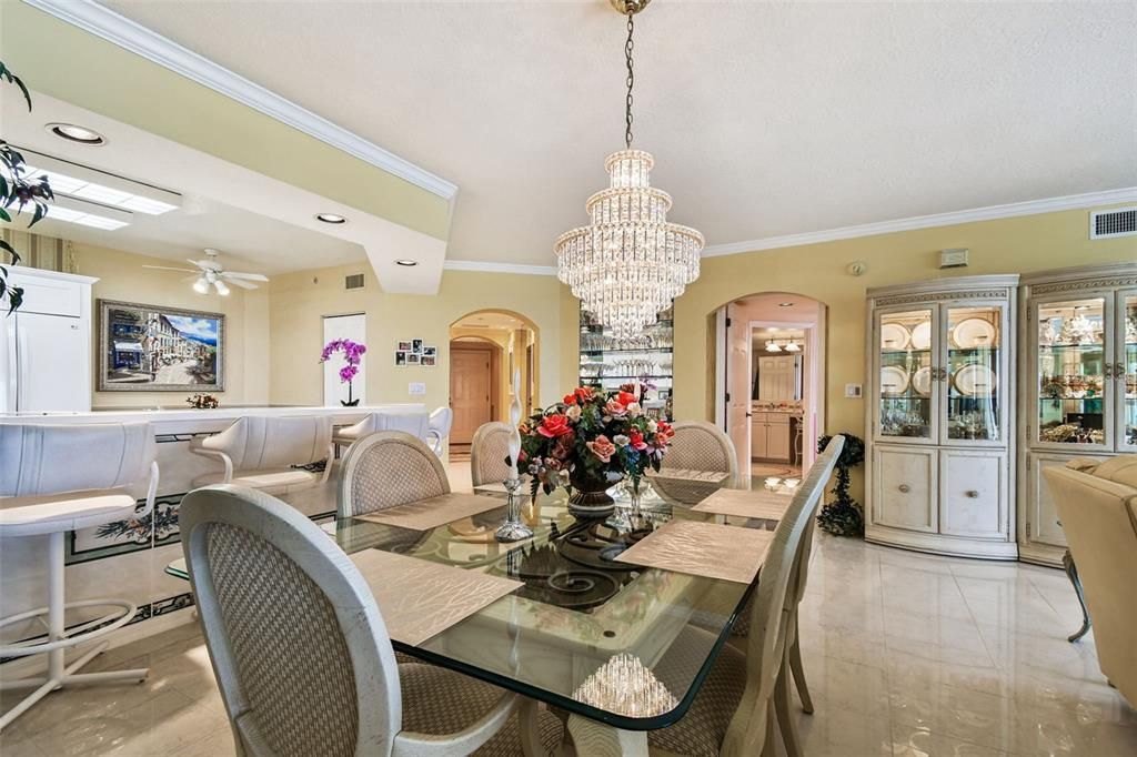 Chandelier, Dining room, Interior, Living room, Recessed Lighting