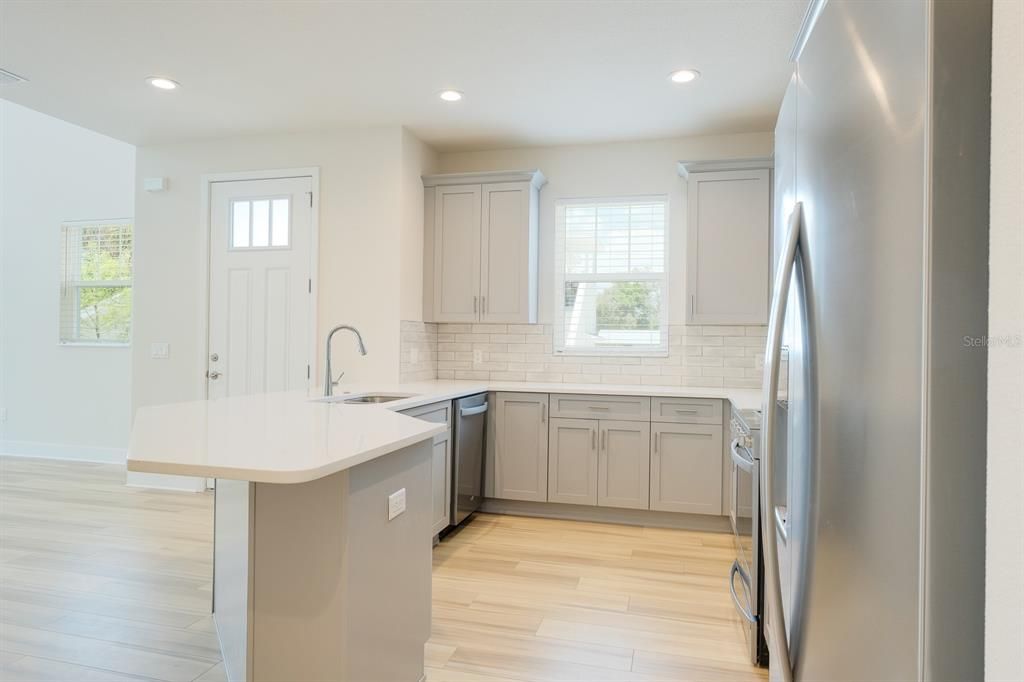 Interior, Kitchen, Recessed Lighting, Wood Texture Flooring