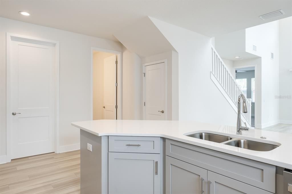 Interior, Kitchen, Recessed Lighting, Wood Texture Flooring