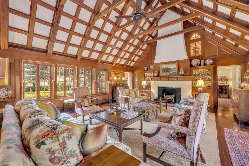 Fireplace, Interior, Living room, Wooden Beams, Wood Texture Flooring, Wooden Walls