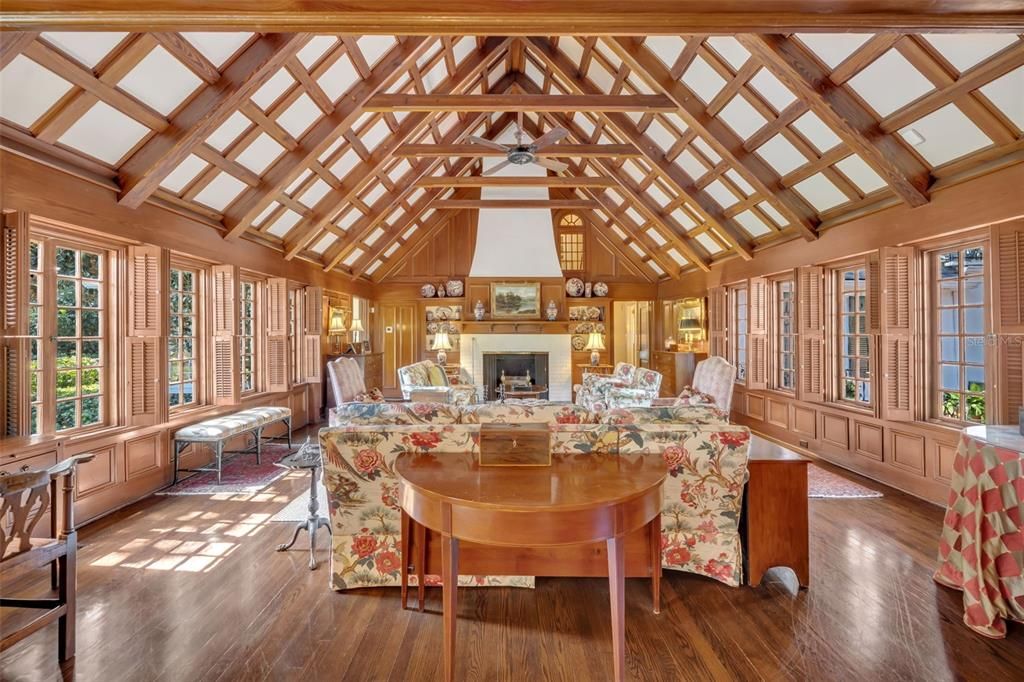 Fireplace, Interior, Living room, Wooden Beams, Wood Texture Flooring