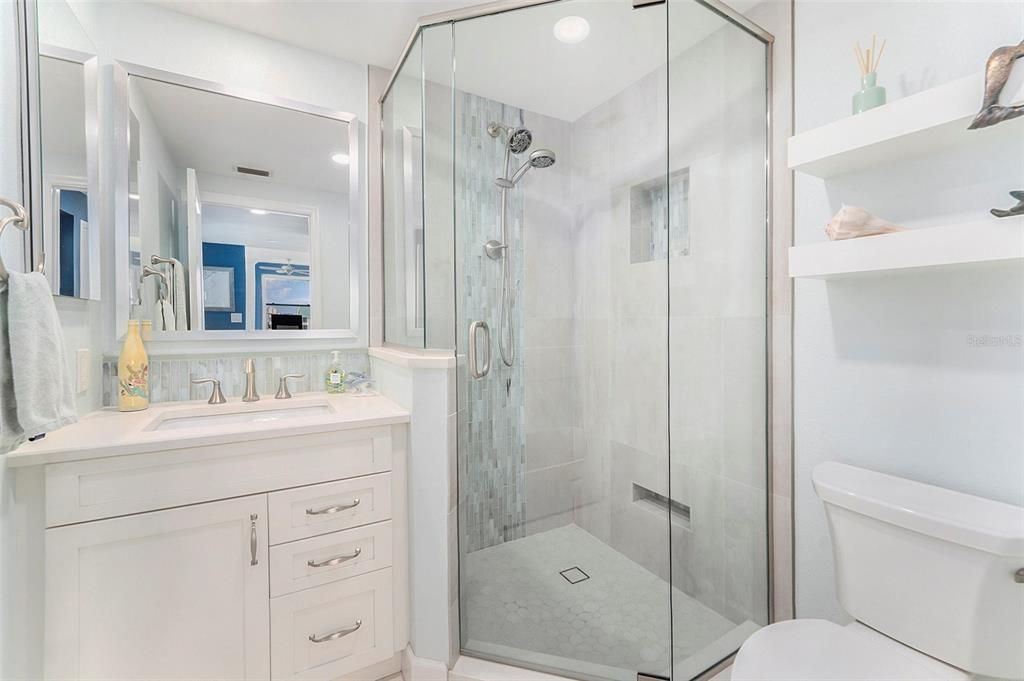 Bathroom, Glass Shower, Interior, Recessed Lighting