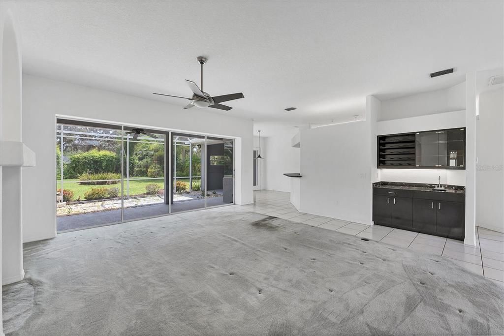 Empty room, Fireplace, Interior, Recessed Lighting