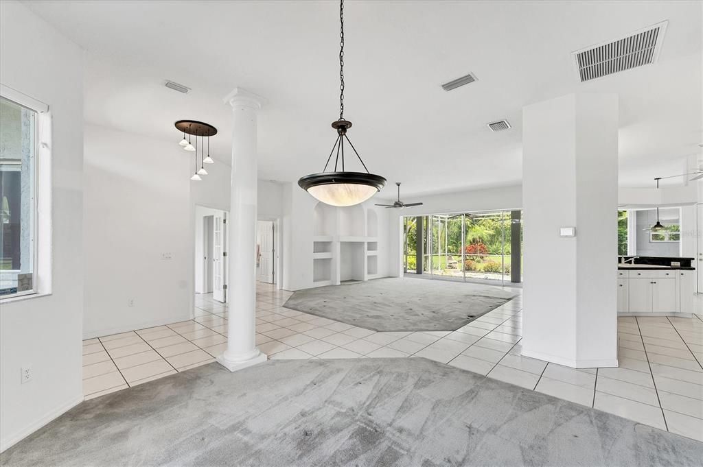 Empty room, Interior, Pendant Lights