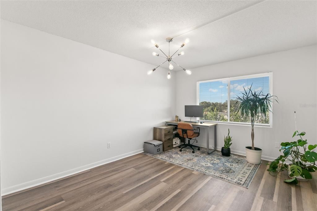 Home Office, Interior, Pendant Lights, Wood Texture Flooring