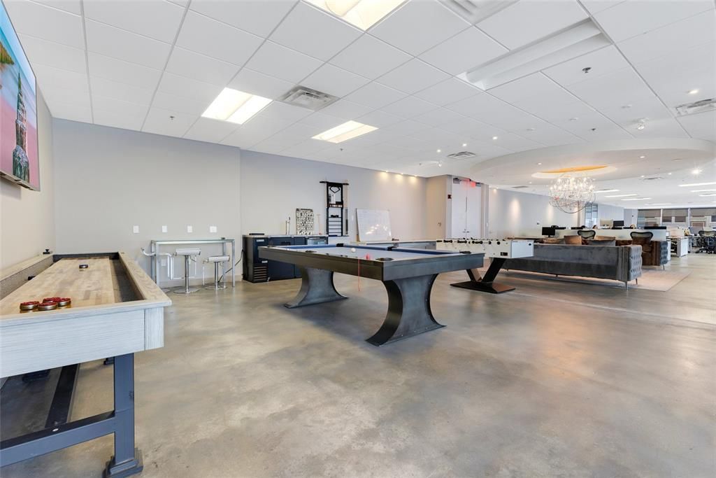 Billiard Table, Chandelier, Game Room, Interior, Recessed Lighting