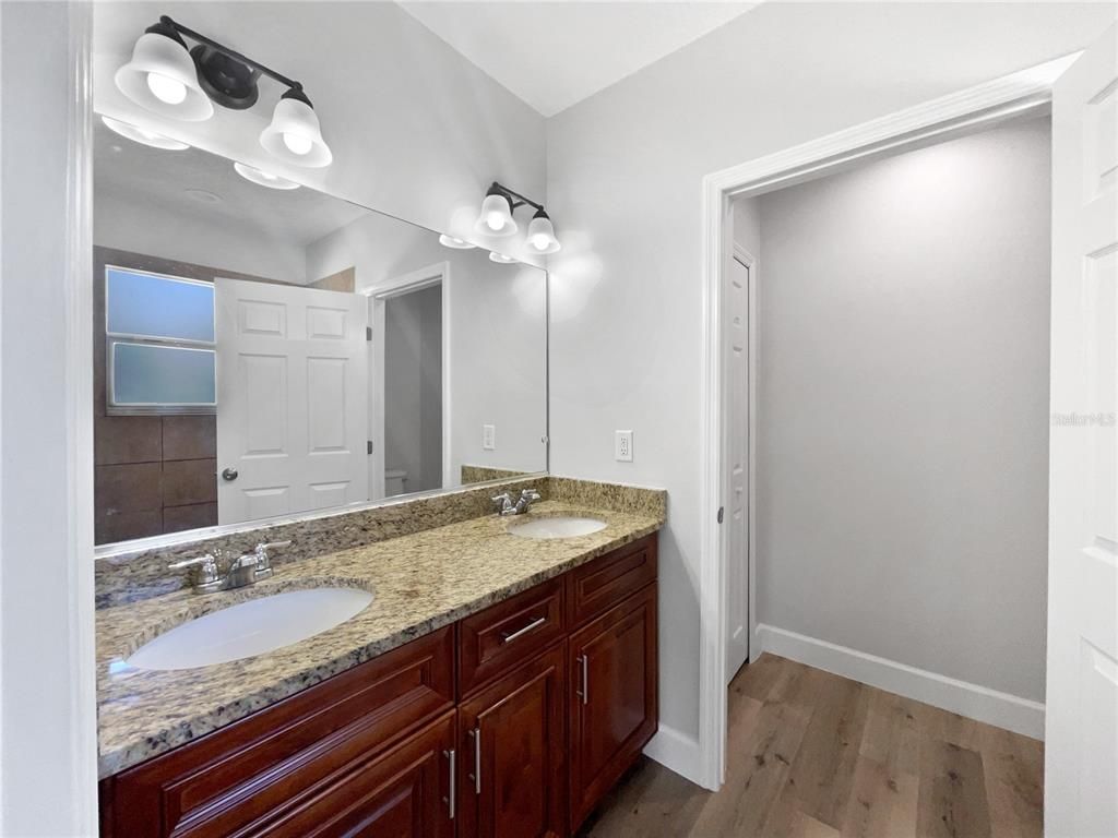 Bathroom, Dual Sink Vanities, Interior, Wood Texture Flooring
