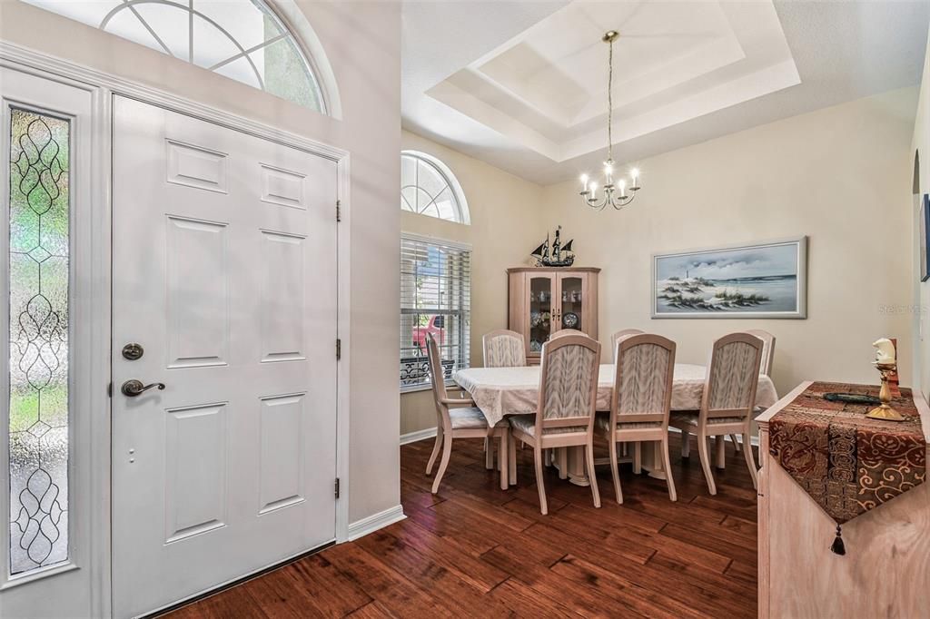 Chandelier, Dining room, Interior, Wood Texture Flooring