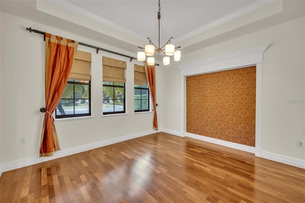 Empty room, Interior, Pendant Lights, Wood Texture Flooring