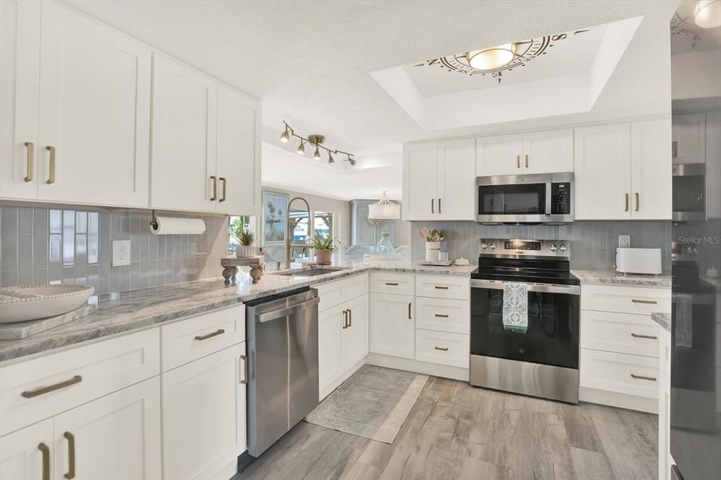 Interior, Kitchen, Stainless Steel Appliances, Wood Texture Flooring