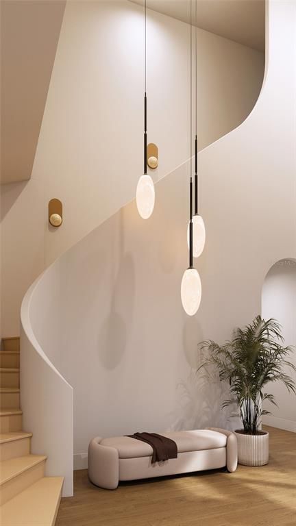 Interior, Pendant Lights, Wood Texture Flooring