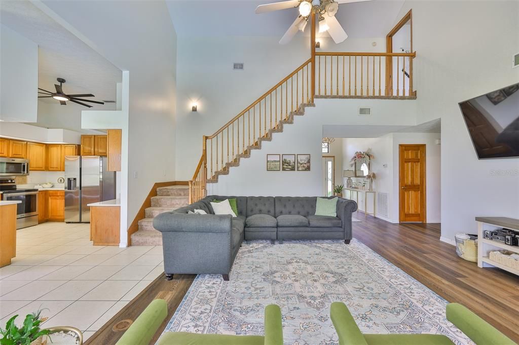 Interior, Kitchen, Living room, Stainless Steel Appliances, Wood Texture Flooring