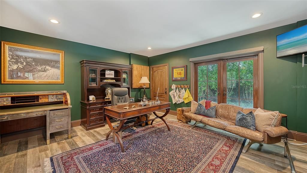 Home Office, Interior, Recessed Lighting, Wood Texture Flooring