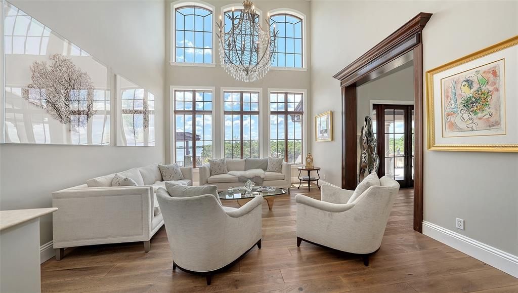 Chandelier, Interior, Living room, Wood Texture Flooring
