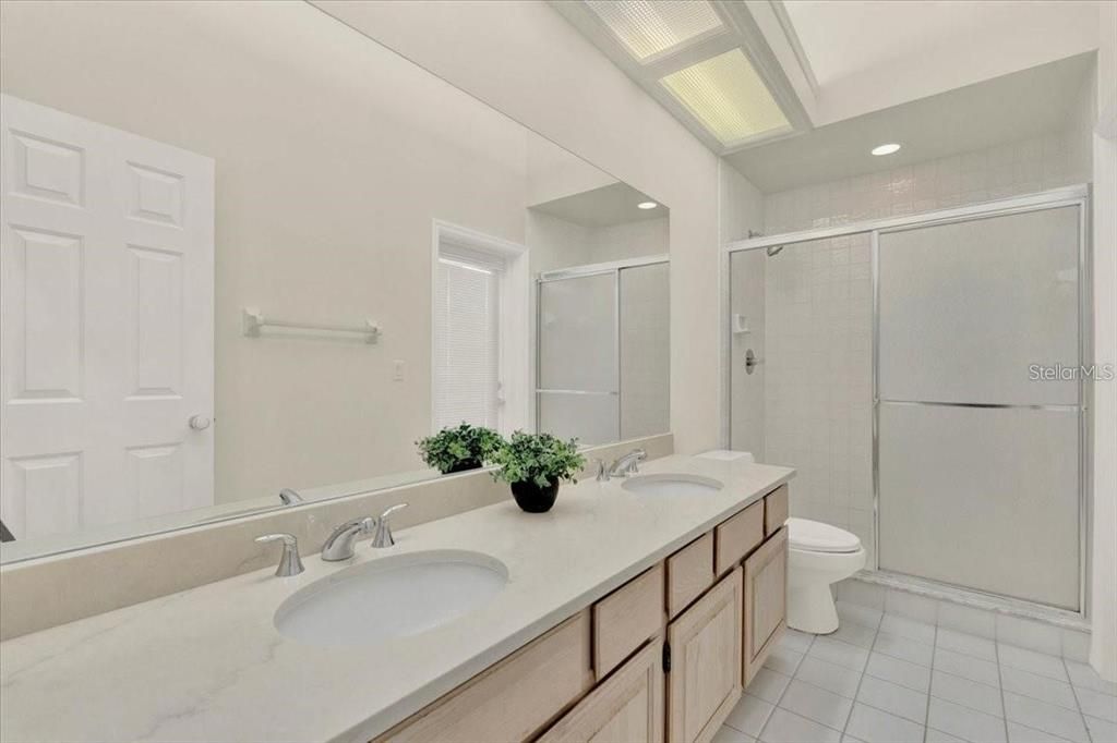 Bathroom, Dual Sink Vanities, Glass Shower, Interior, Recessed Lighting