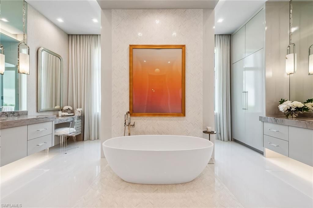 Bathroom, Dual Sink Vanities, Free Standing Baths, Interior, Recessed Lighting