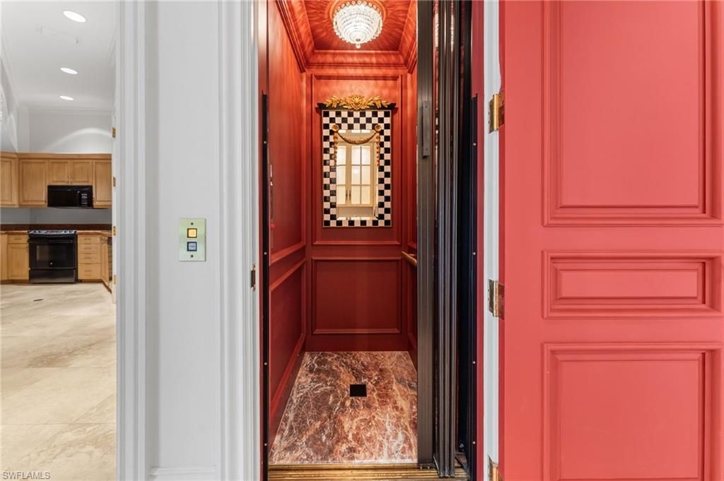 Elevator, Interior, Kitchen, Recessed Lighting, Wooden Walls