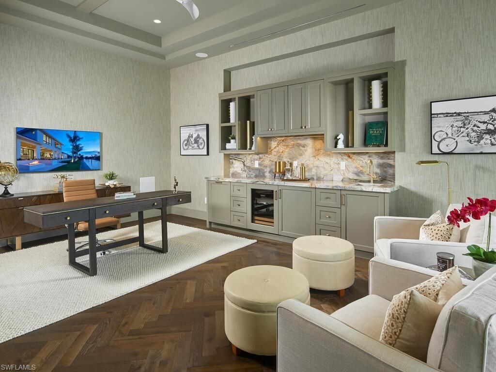 Home Office, Interior, Recessed Lighting, Wood Texture Flooring