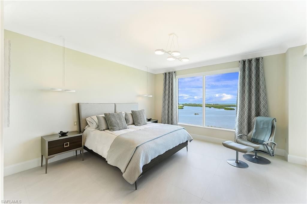 Bedroom, Interior, Pendant Lights, Water