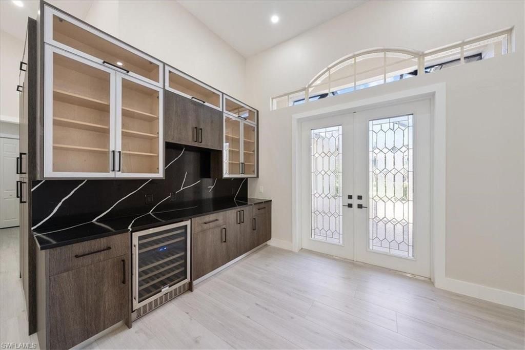 Interior, Marble Walls, Recessed Lighting, Wood Texture Flooring