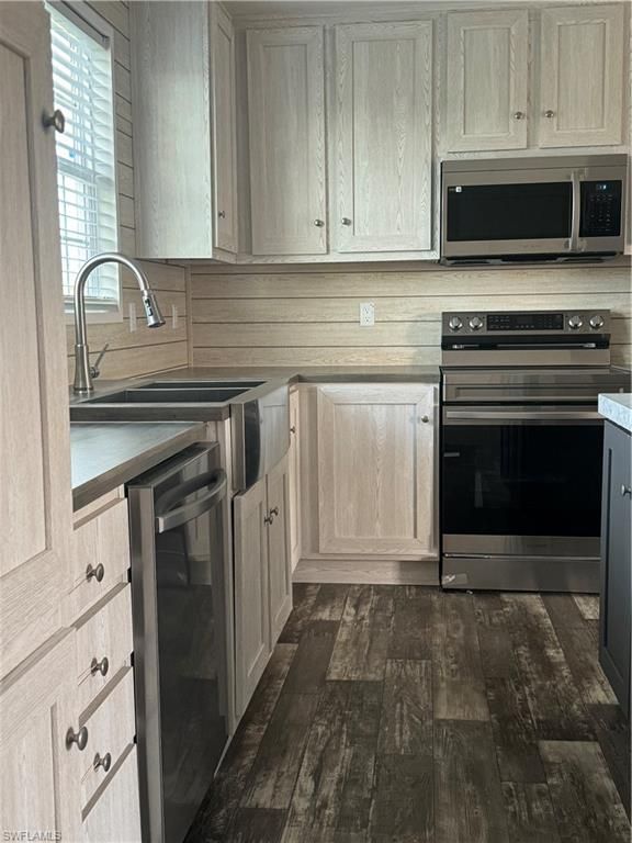 Interior, Kitchen, Stainless Steel Appliances, Wood Texture Flooring