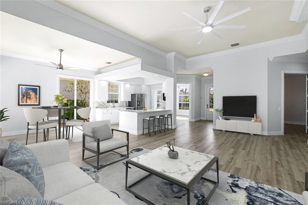 Dining room, Interior, Kitchen, Living room, Wood Texture Flooring