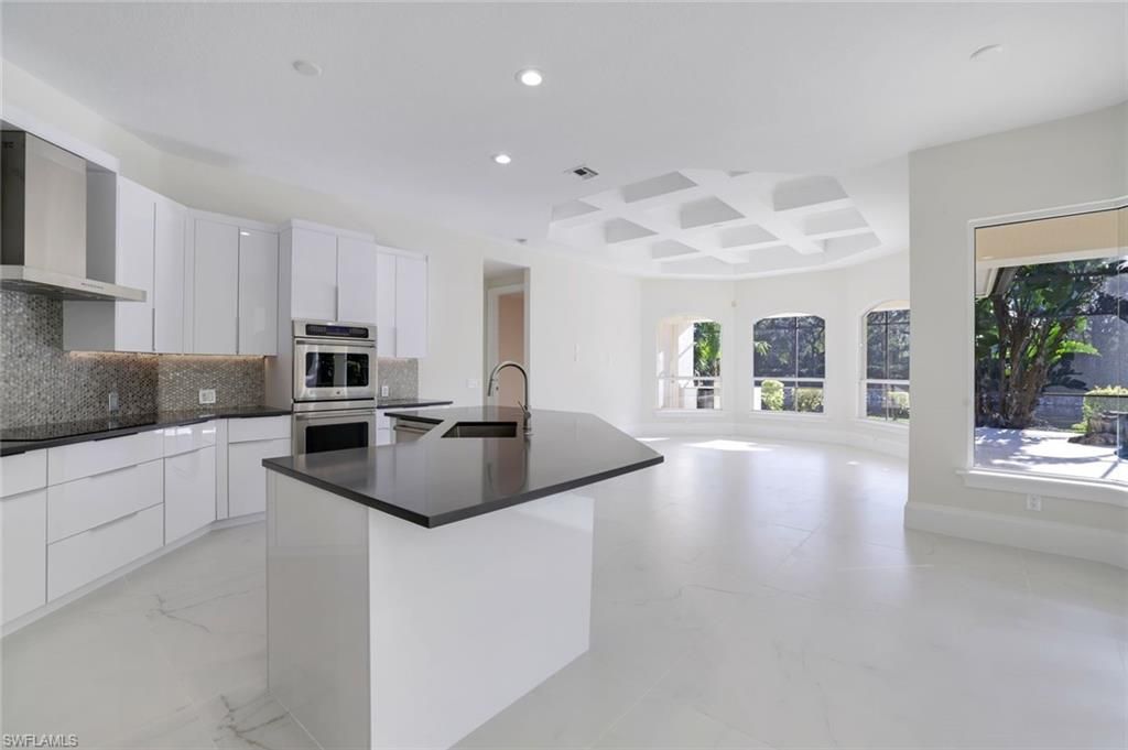 Interior, Kitchen, Marble, Recessed Lighting, Stainless Steel Appliances