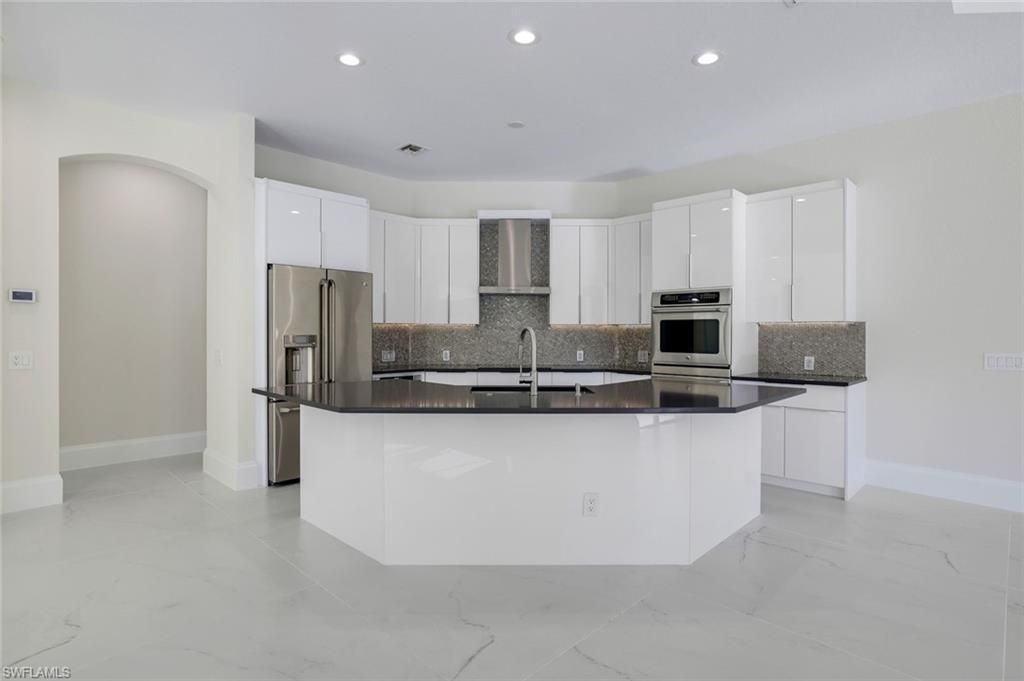Interior, Kitchen, Marble, Recessed Lighting, Stainless Steel Appliances