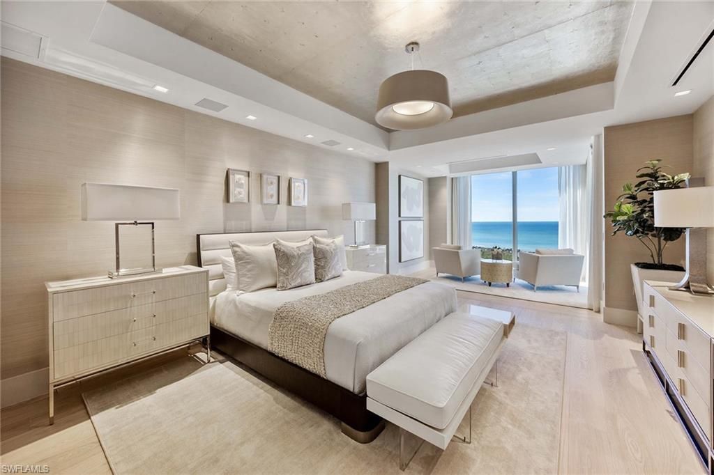 Bedroom, Interior, Recessed Lighting, Water, Wood Texture Flooring