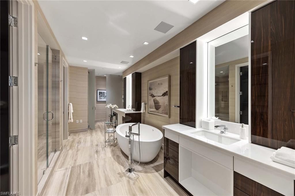 Bathroom, Dual Sink Vanities, Free Standing Baths, Glass Shower, Interior, Recessed Lighting
