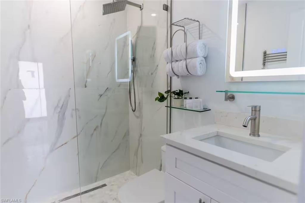 Bathroom, Glass Shower, Interior, Marble Walls