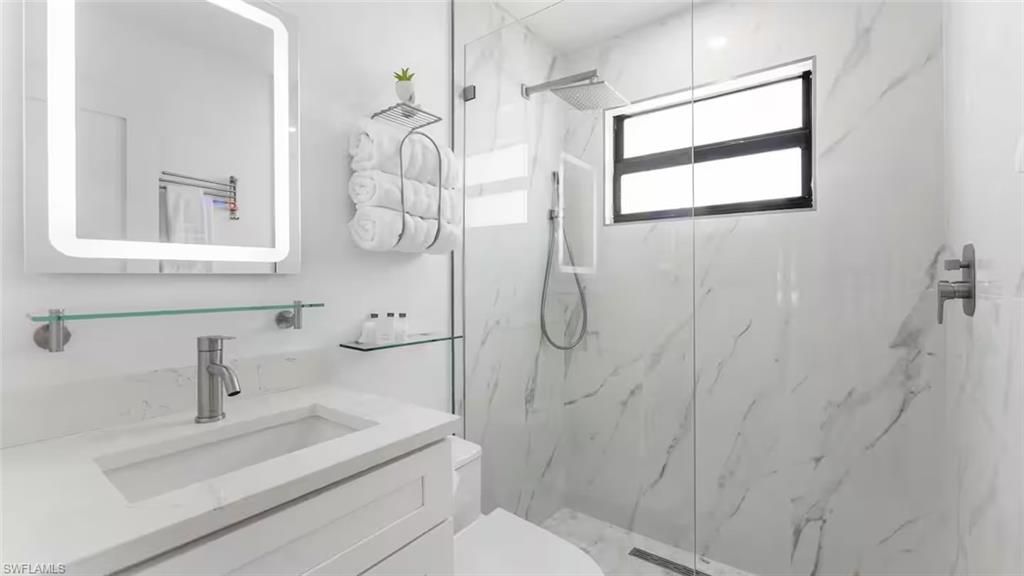 Bathroom, Glass Shower, Interior, Marble Walls