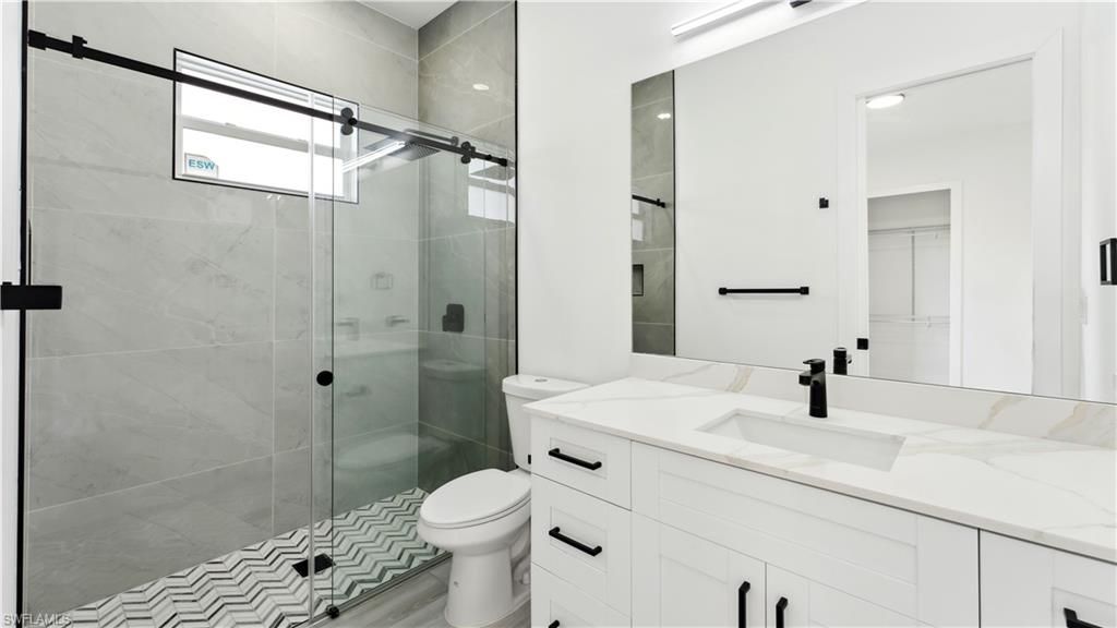 Bathroom, Glass Shower, Interior, Marble Walls, Recessed Lighting