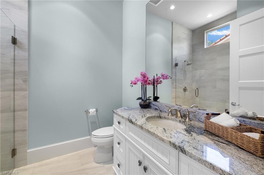 Bathroom, Dual Sink Vanities, Glass Shower, Interior, Recessed Lighting