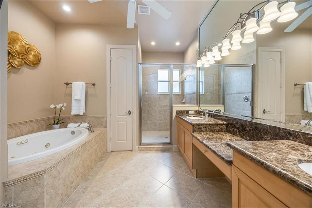 Bathroom, Dual Sink Vanities, Glass Shower, Interior, Recessed Lighting