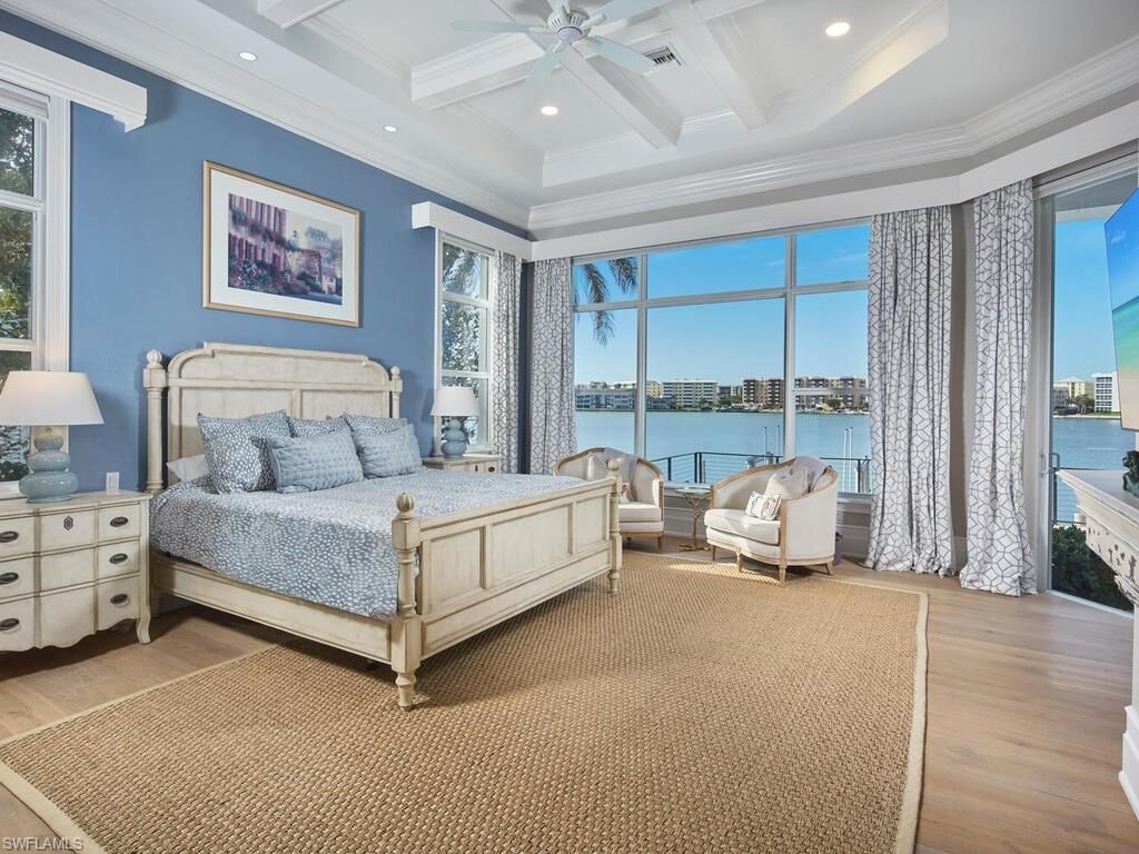 Bedroom, Interior, Recessed Lighting, Water, Wood Texture Flooring