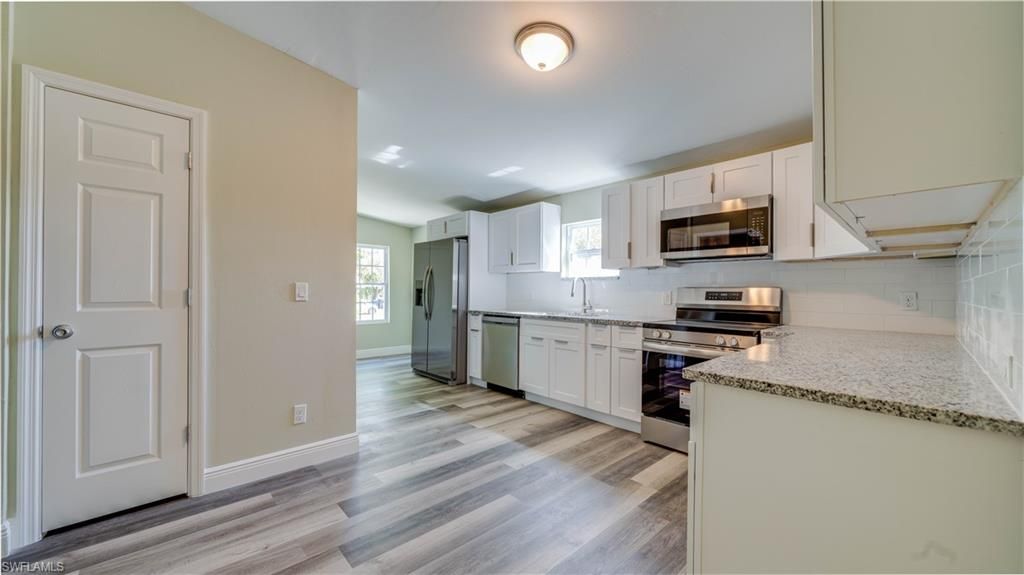 Interior, Kitchen, Stainless Steel Appliances, Wood Texture Flooring