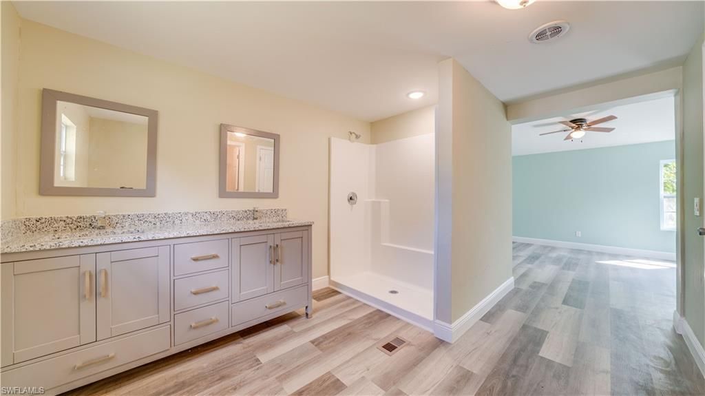 Bathroom, Interior, Recessed Lighting, Wood Texture Flooring