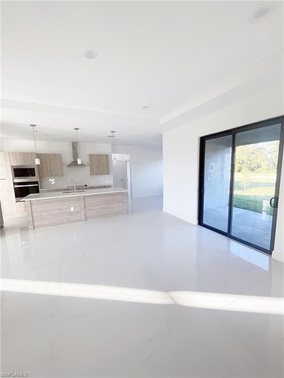 Empty room, Interior, Kitchen, Pendant Lights