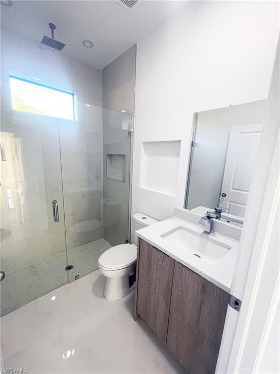 Bathroom, Glass Shower, Interior, Marble, Recessed Lighting