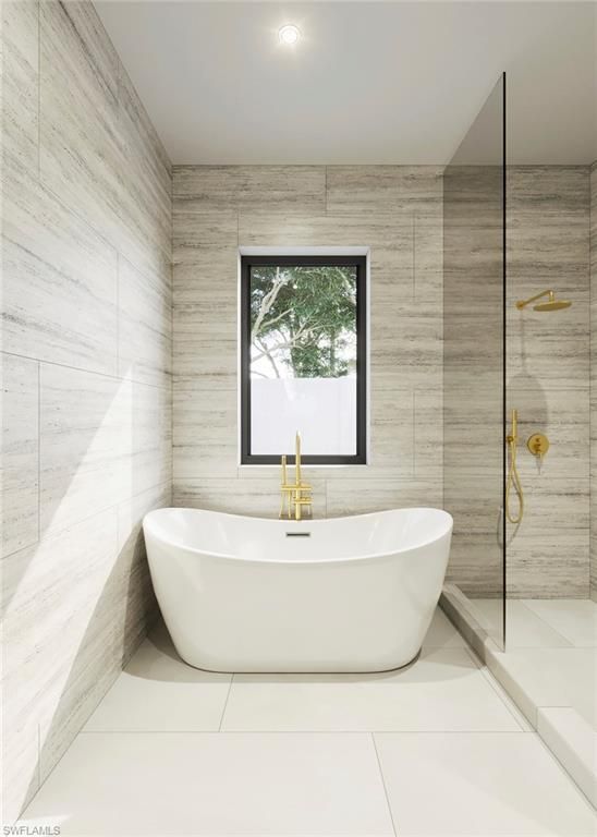 Bathroom, Free Standing Baths, Glass Shower, Interior, Recessed Lighting