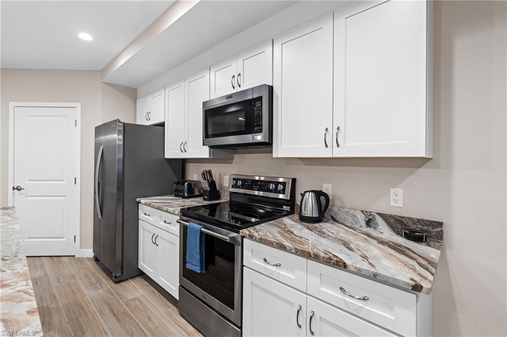 Interior, Kitchen, Recessed Lighting, Wood Texture Flooring