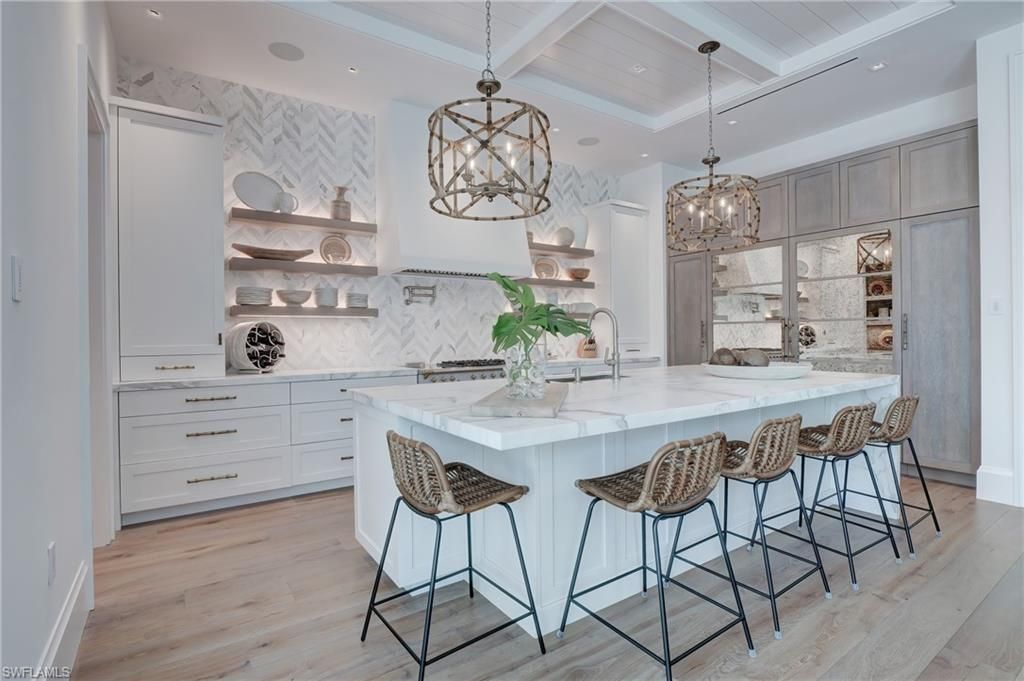 Interior, Kitchen, Pendant Lights, Recessed Lighting, Wood Texture Flooring