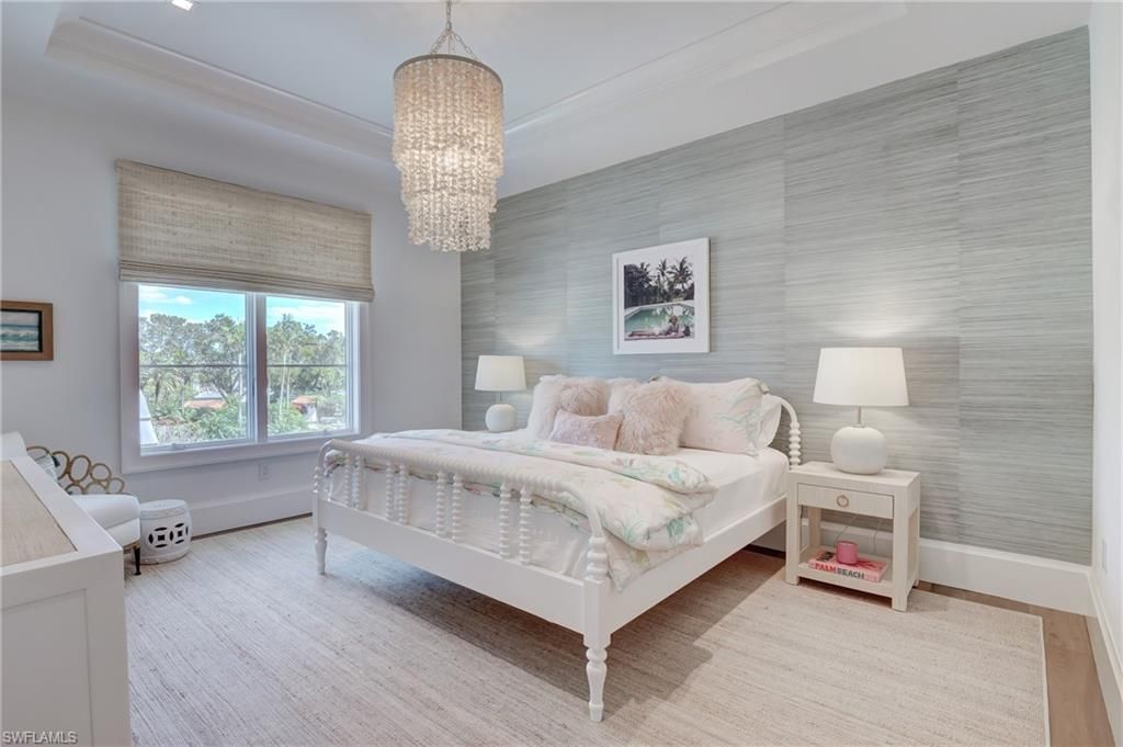 Bedroom, Chandelier, Interior, Wood Texture Flooring